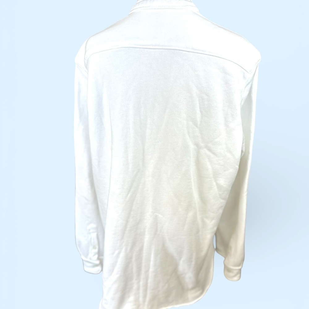 Frank &‎ Eileen Joann French Terry Button Down Shirt White Raw Edge Pocket - Picture 8 of 16